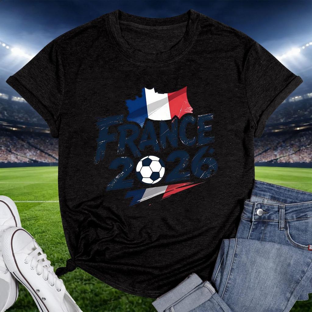 France 2026 Soccer Fan T-Shirt Crew Neck Short Sleeve Pullover Unisex Casual Tee Football Graphic Top for Supporters