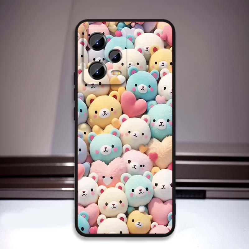 Cartoon Animals Cute Phone Case For Xiaomi Redmi Note 15 14 13 12 12S 11E 11 11S Pro Plus 4G 5G Black Soft TPU