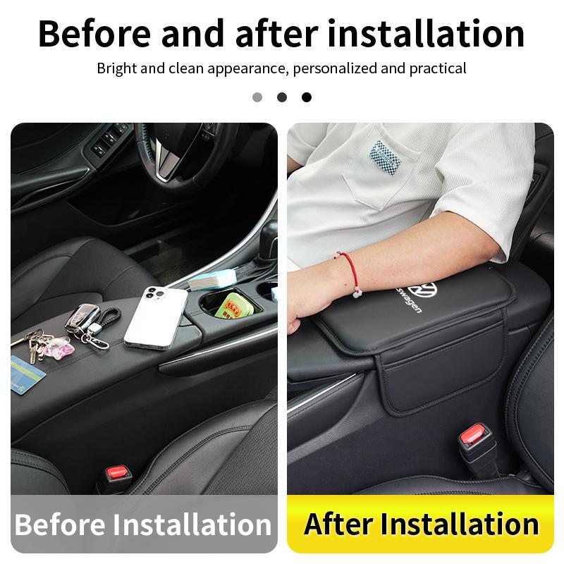 T23-Car Armrest Cover Central Box Mat Storage Protection Pad Accessories For Volkswagen VW T5 Amarok 2013 Tiguan Golf 4 5 6 7