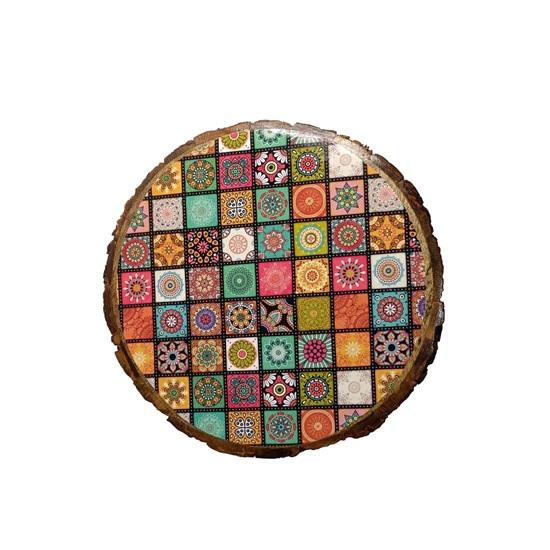 Wooden Cake Stand Rustic Round Cake Holder for Parties Decoration Bark Textured Pizza Cupcake Party with Serve Ware Platter