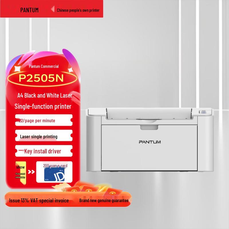 

Pantum P2505N Black and White A4 Laser Printer CN plug (adapter included)