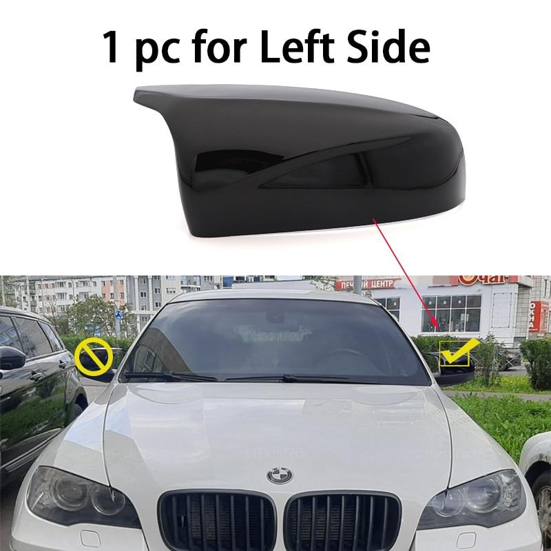 

Глянцевая черная крышка из углеродного волокна для бокового зеркала заднего вида, колпачки в форме рога для BMW X5 E70 X6 E71 2008-2013, аксессуары 1pc Left Side Black