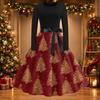 Women's Casual Christmas Print Neck Vintage Dress for Holiday Party