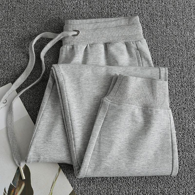 

Thin Style in Beige Cotton Casual Large Size Women s Sweat Pants Light gray S-size cropped pants