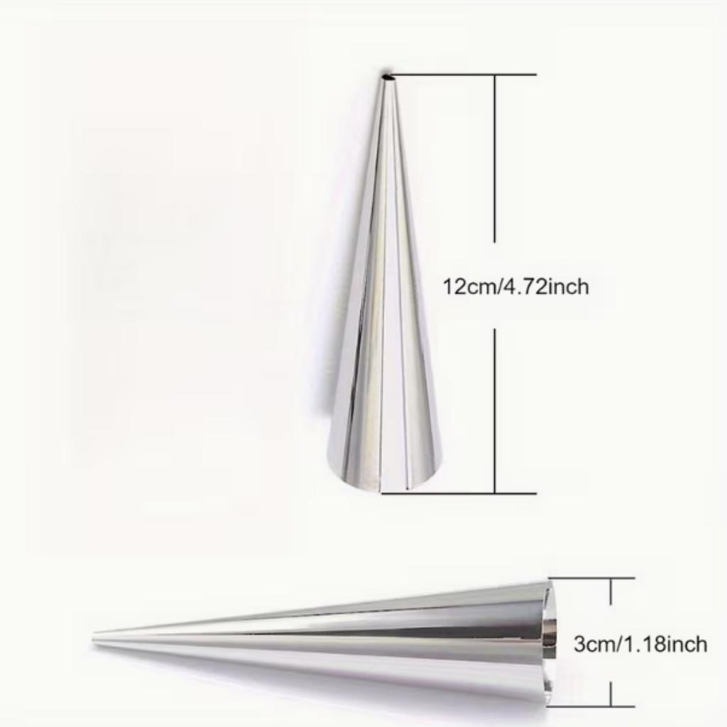 12Pcs 201 Stainless Steel Cream Cone Molds, Non-Stick Spiral Pastry Tubes for Ice Cream Croissant Puff Waffle Baking Tools