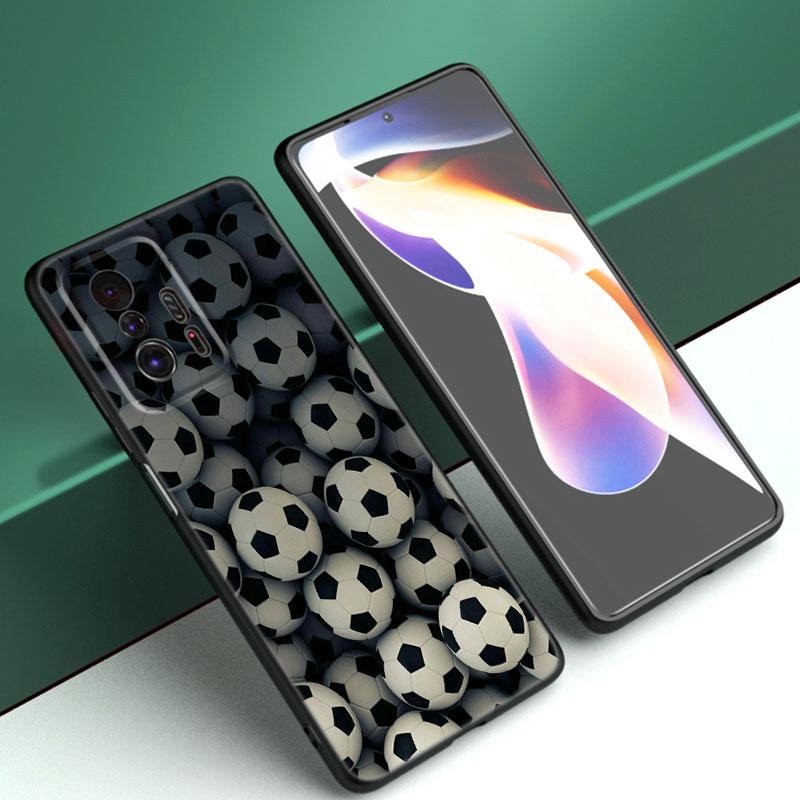 Fire Football Soccer Phone Case For Xiaomi Mi A2 8 9 SE Note 10 10T 11 12 Lite 9T 11T 12S 12T Pro A3 6X 12X Soft TPU Black Cover