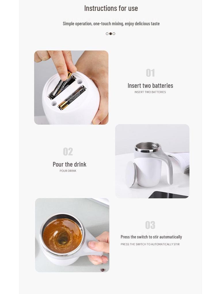 Elektrický hrnek na kávu s mícháním - Nerezový s nastavitelnou rychlostí pro fitness a kancelář