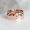 Sanjie Rose Gold Square Diamond Women's Fashion Ring Set