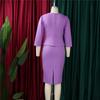 Women's 2Pcs Solid Color Office Suit Peplum Blazer + Pencil Skirt Set