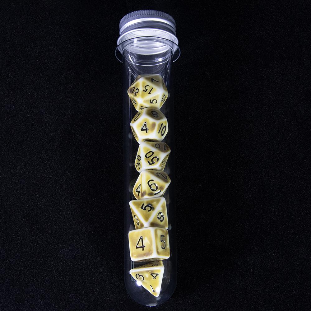 Retro DND Dice Set 7pcs Polyhedral Dice for D&D RPG Roll Playing Tabletop Dices Complete D4 D6 D8 D10 D12 D20 with Tube