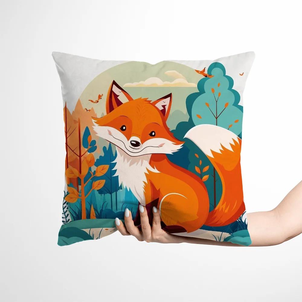 Case for Pillow Covers Decorative Cushion Cartoon Fox Velvet Cushion Cover x Rectangular Cover for Living Room Cushions Sofa