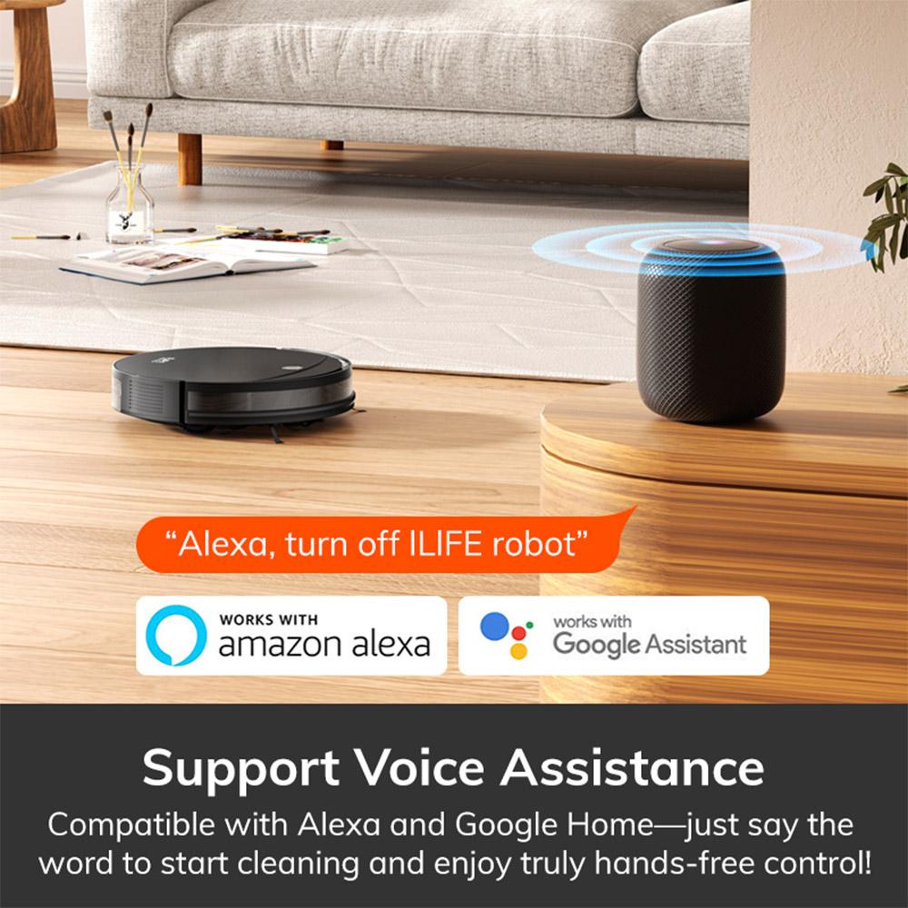 ILIFE V10 Robot Vacuum Cleaner, 5000Pa Suction, 120min Runtime, Gyro Navigation, Self-Charging, 2.4G WiFi, App, Alexa and Remote Control