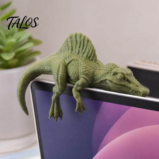 Computer Monitor Dinosaur Accessory 4 Pcs 3D Printed Topper, Fun Office Desk Decor, Toy for Cute Animal Car Dashboard Monitor, TV, Picture Frame Decor