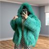2 winter new imitation car strips imitation fox hair woven coat hooded bat imitation fur coat