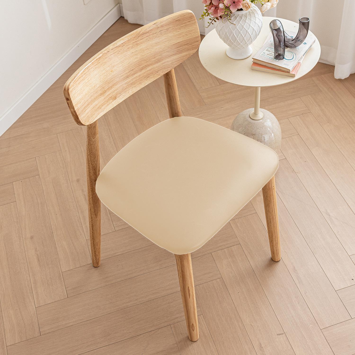 Утолщенный эластичный чехол для стула из искусственной кожи, простой бытовой обеденный стол, стул для спальни, защитный чехол для поверхности, водонепроницаемый, грязеотталкивающий бежевый