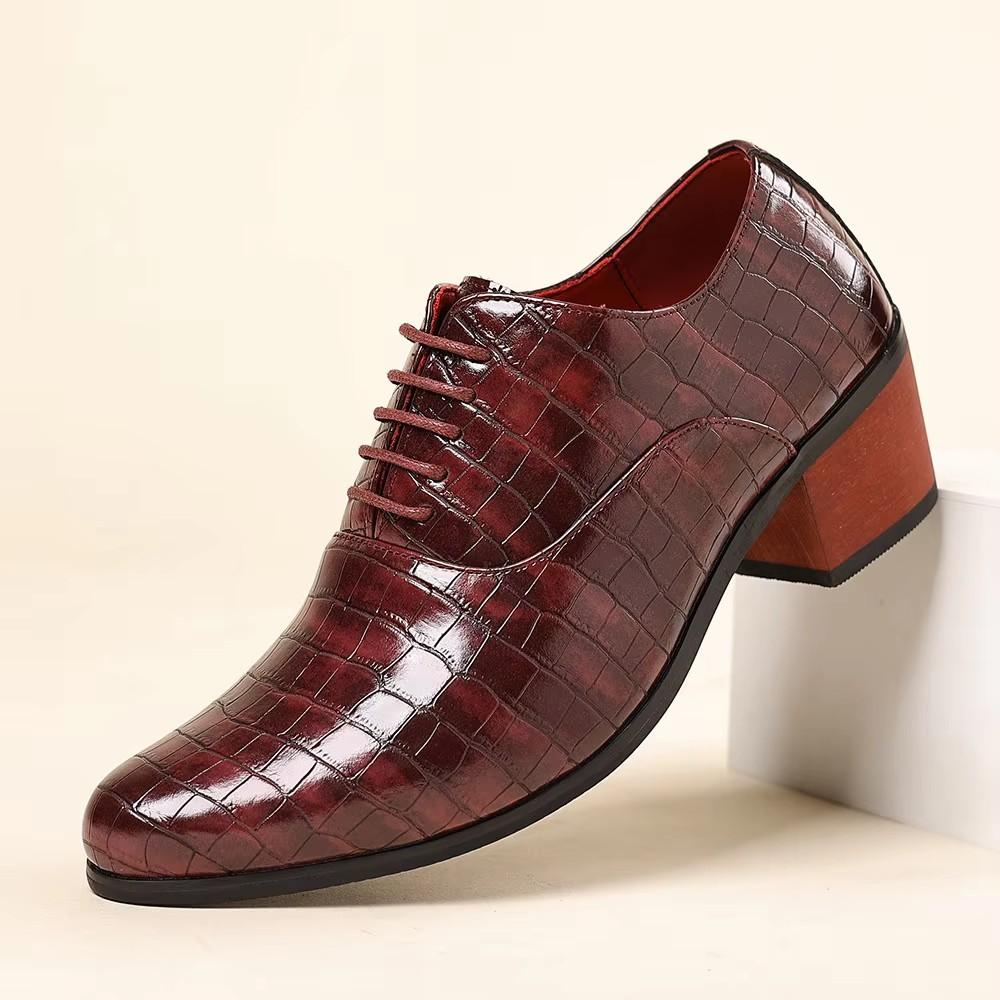 2026New Men Dress Shoes Leather Pointed Toe Men’s High Heeled Shoe Big Size 47 Gentleman Oxford Shoes For Men Zapatos Hombre