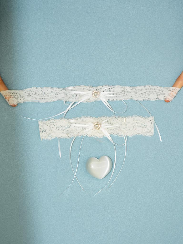 1Pc White Faux Pearl Lace Bridal Garter Belt, Wedding Thigh Garter For Brides