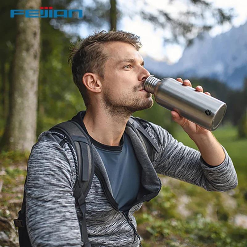 Fjbottle Stainless Steel Water Bottle 2L Outdoor Travel Cycling Sports Water Bottle Large Capacity Leakproof Bottle with Bag