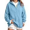 Women's Casual Half-Zip Hooded Pullover Sweatshirt, Color Long Sleeve