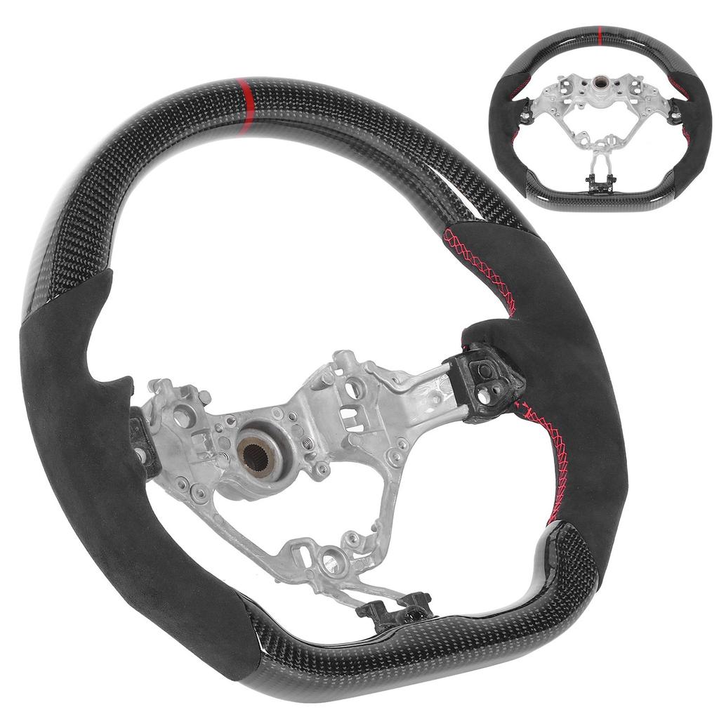Carbon Fiber Steering Wheel Suede Hand Grips Red Stitching Fit for Subaru BRZ 2017 2020