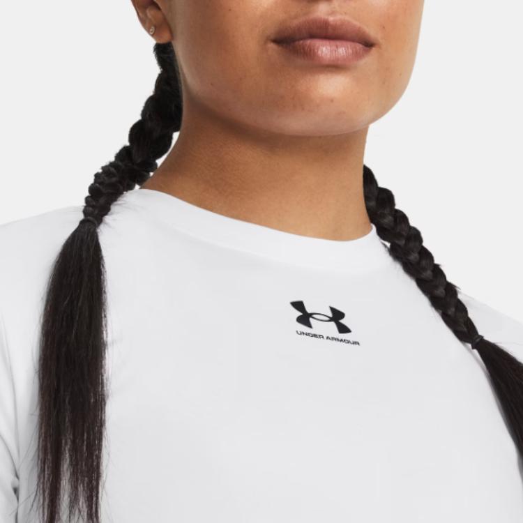 Under Armour Loose Fit Crew Neck Solid Color Short Sleeve T-Shirt Women Tops White 1379446-100