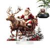 14x15cm Christmas Reindeer Sleigh Santa Figurine 2d flat Acrylic Christmas Ornaments 2026 Xmas Navidad Party Supplies