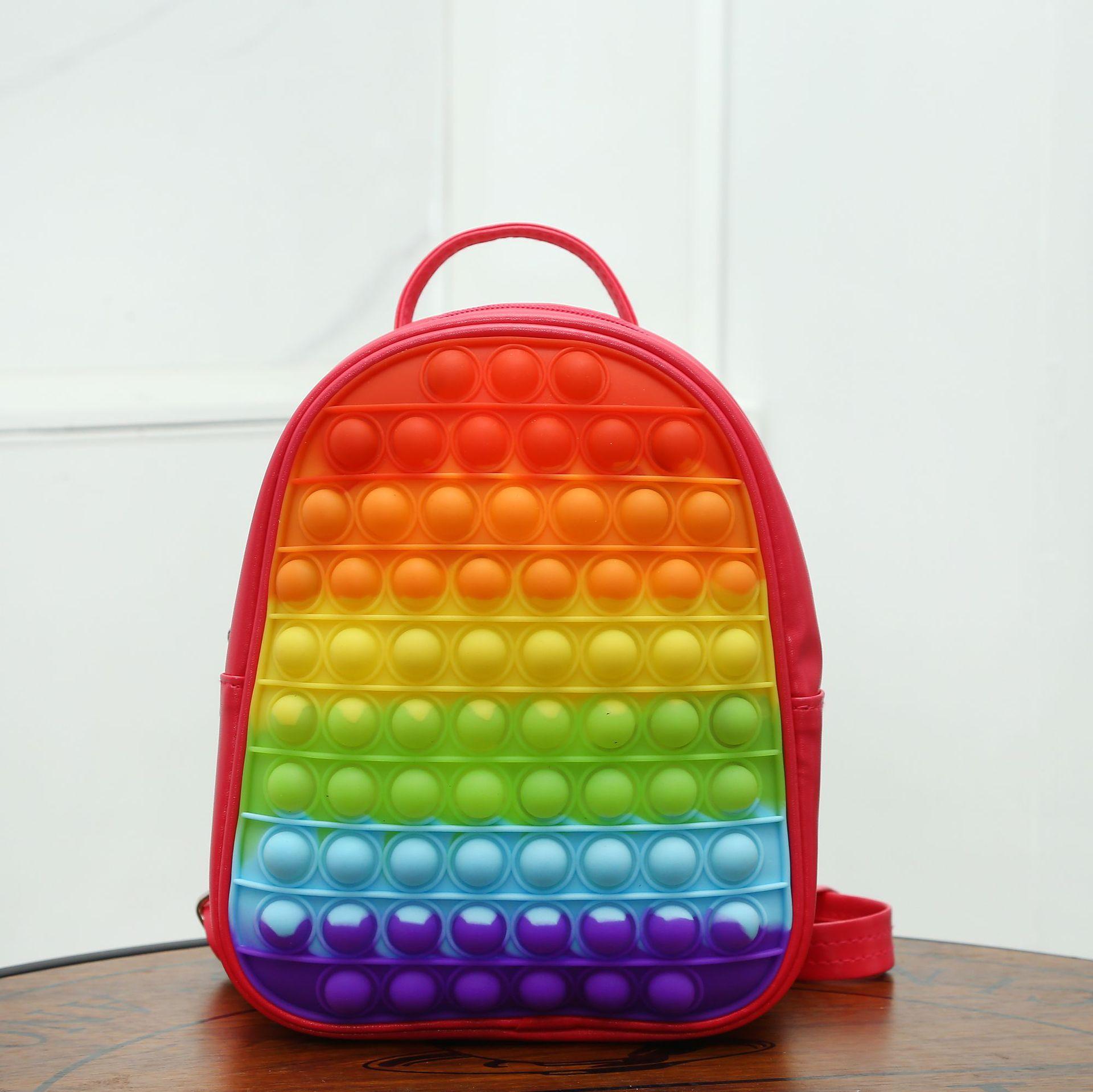 

Многоцветный рюкзак Силиконовые пупырки Игрушки-антистресс Студенческий рюкзак для детей Девочек Поп-сумки Игрушка для снятия стресса Подарок