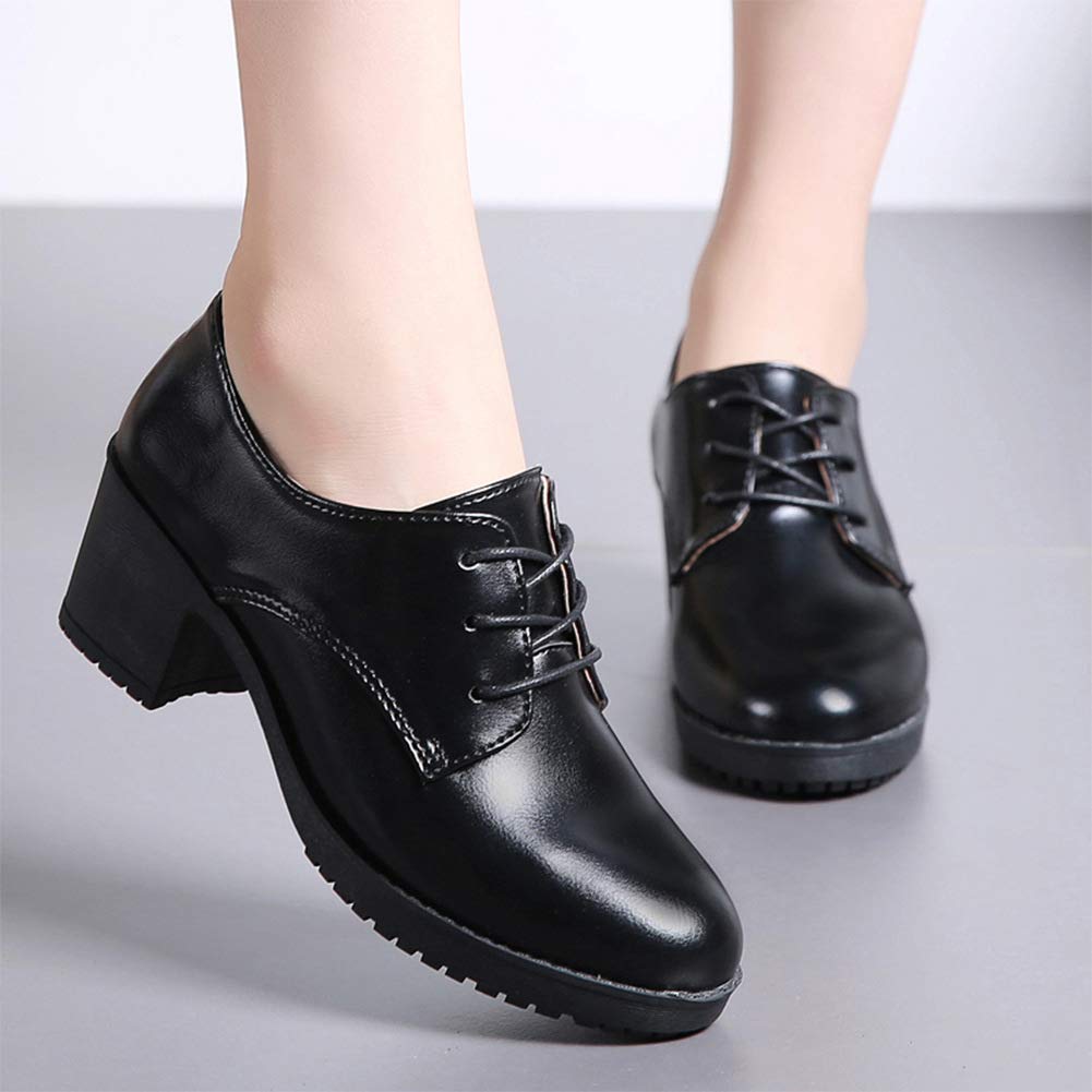 Oxforduri de damă autentice Grandpa [Nomioce], Piele, Pantofi pentru școală/muncă, Pantofi cu șireturi, Pantofi, Pantofi, Tocuri, Casual, Femei, Negru, 25.0cm