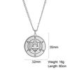 LIKGREAT Lesser Key of King Solomon Occult Sigil 72 Demon Charm Medalion Necklace for Men Women Stainless Steel Magic Talisman