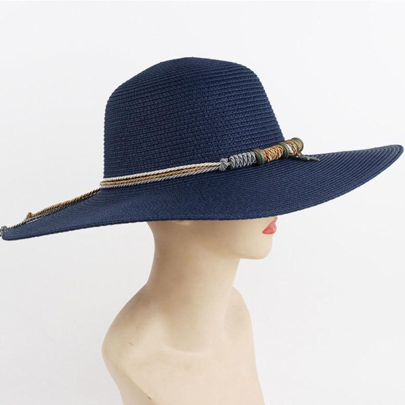 Summer Ladies Outdoor Travel Visor Beach Large Brim Sun Hat Dome Straw Hat