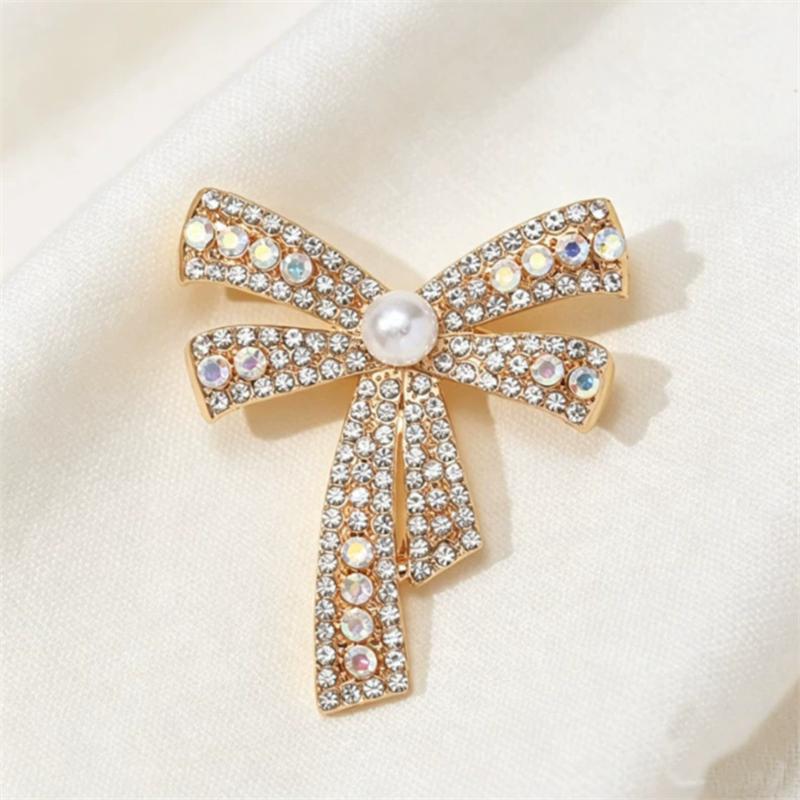 Chic Bowknot Brooch for Men Women Fashion Rhinestone Bow Brooches Pins Jewelry Accessories Party Gifts