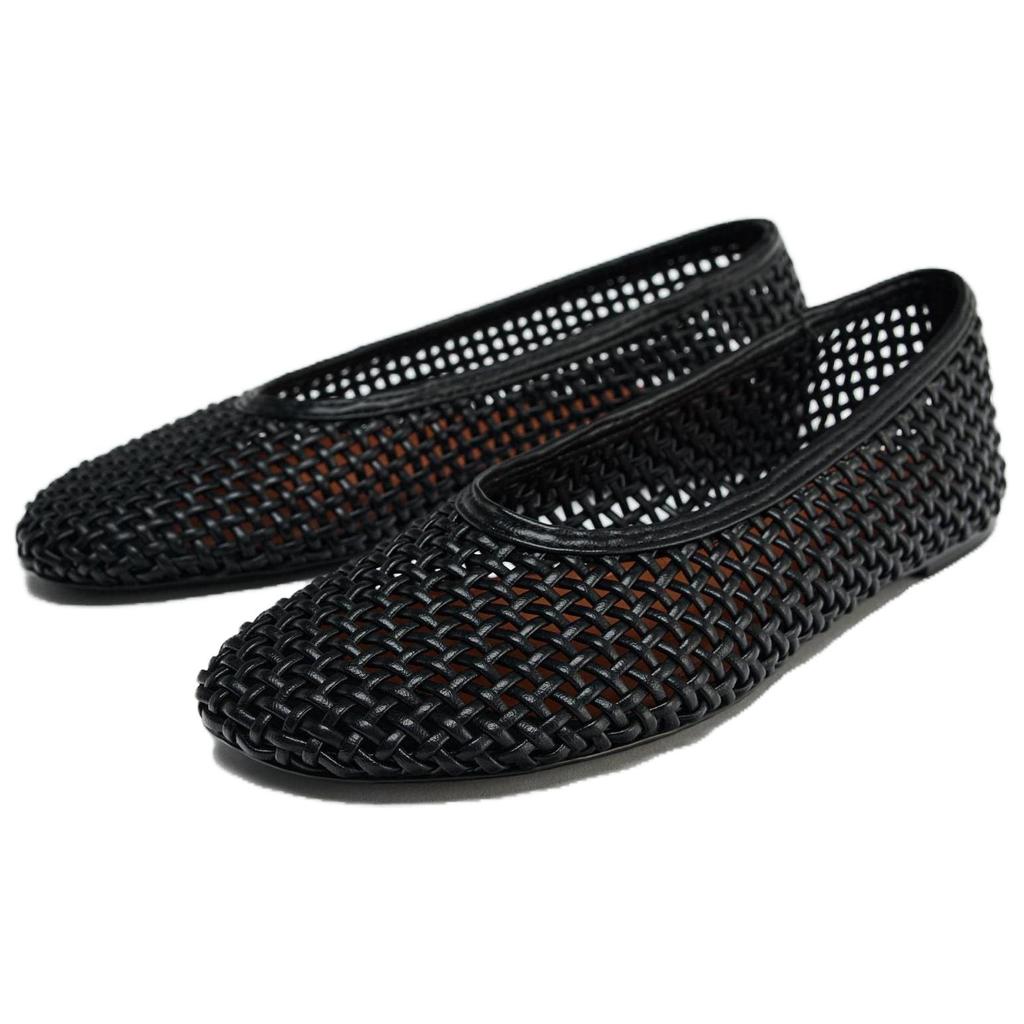 Zara Minimalist Elegant Woven Round Toe Flat Fashion Ballet Casual Shoes Women Flats Black 12524510800