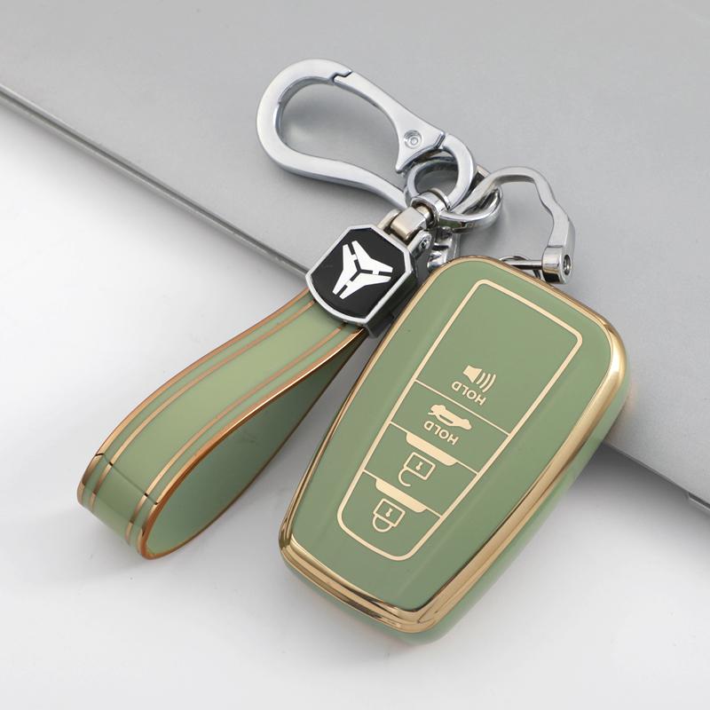 4 Buttons TPU Car Key Case Cover Fob for Toyota Camry CHR Corolla RAV4 Avalon Land Cruiser Prado Prius 2017 - 2022 Keychain