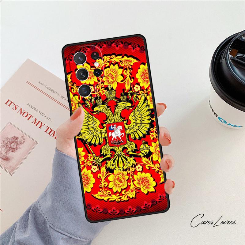 Russia Flag Coat Of Arms Phone Case For Samsung Galaxy S24 S25 S23 S22 Ultra Note 10 20 Plus S20 S21 FE Cover