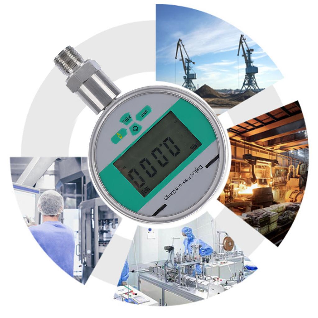Digital Pressure Gauge 0-1.6MPa Range 4 Inch M20x1.5 Thread Backlit LCD Display Pressure Gauge for Water Oil