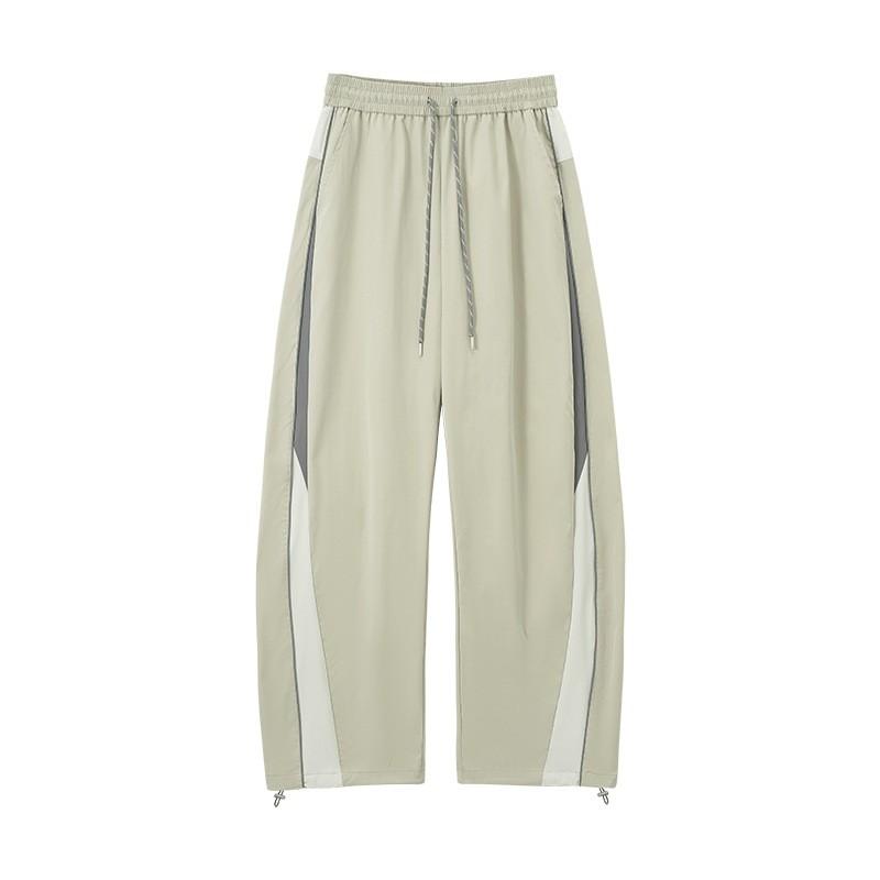 Mens Retro Sporty Cycling Jacket Wide-Leg Pants Set - Streetwear Style Stand Collar Zip Front Loose Fit