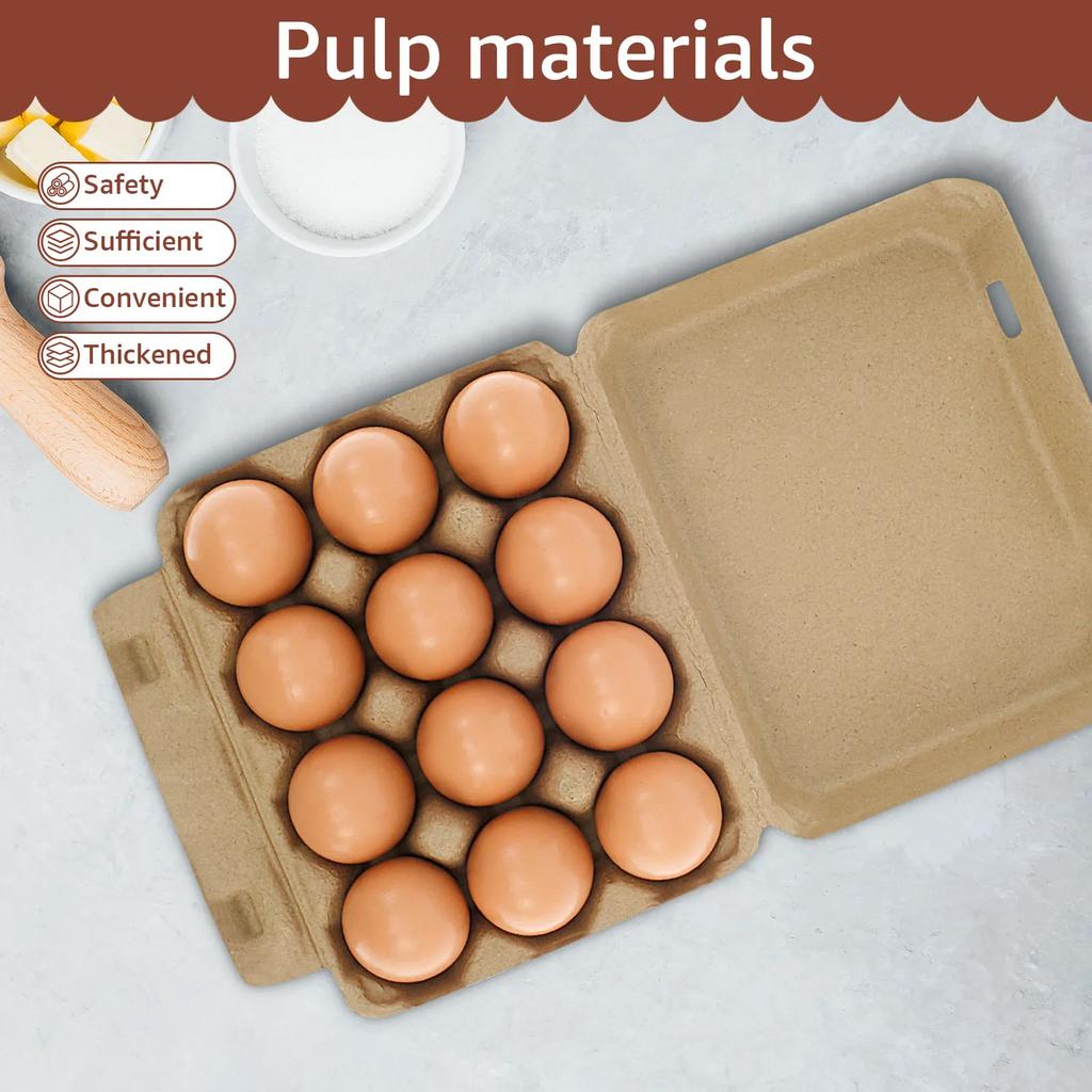 20/30Pcs Egg Boxes Cardboard for 12 Eggs, 1/2 Dozen Pulp Egg Cartons, Recyclable and Biodegradable Egg Trays for Home Kitchen