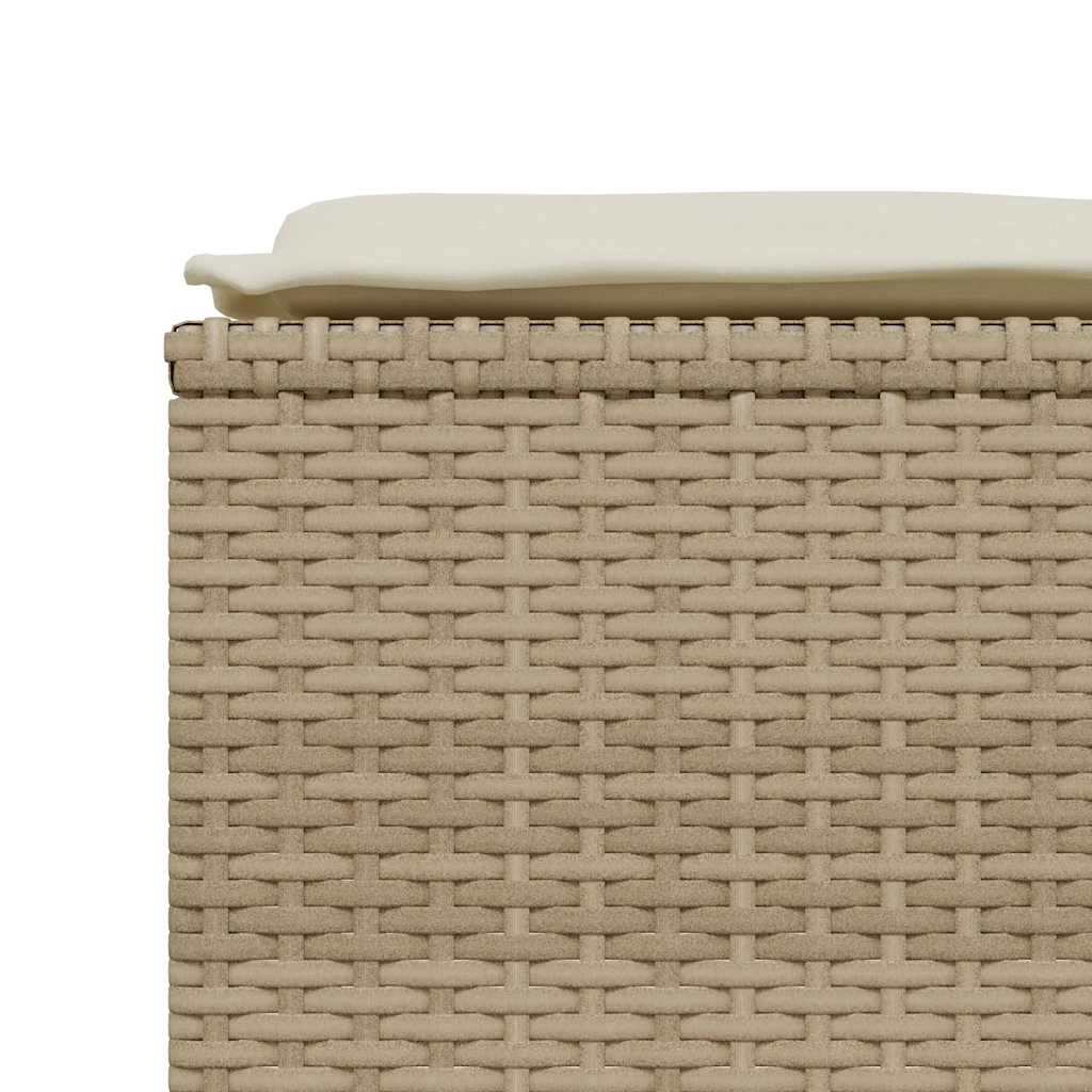 Garden Stool with Cushions 4 pcs Beige Poly Rattan