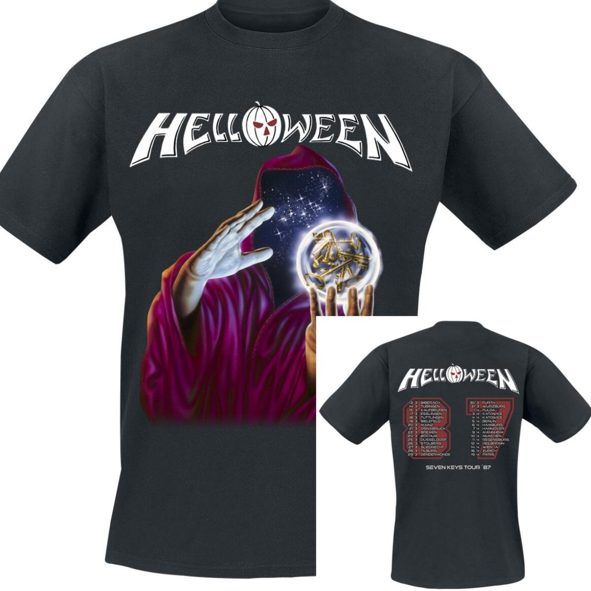 Seven Keys Tour 87 Helloween T-Shirt Men Women Vintage Metal Rock Band Graphic Tee 100% Cotton Summer Streetwear Top S разноцветный
