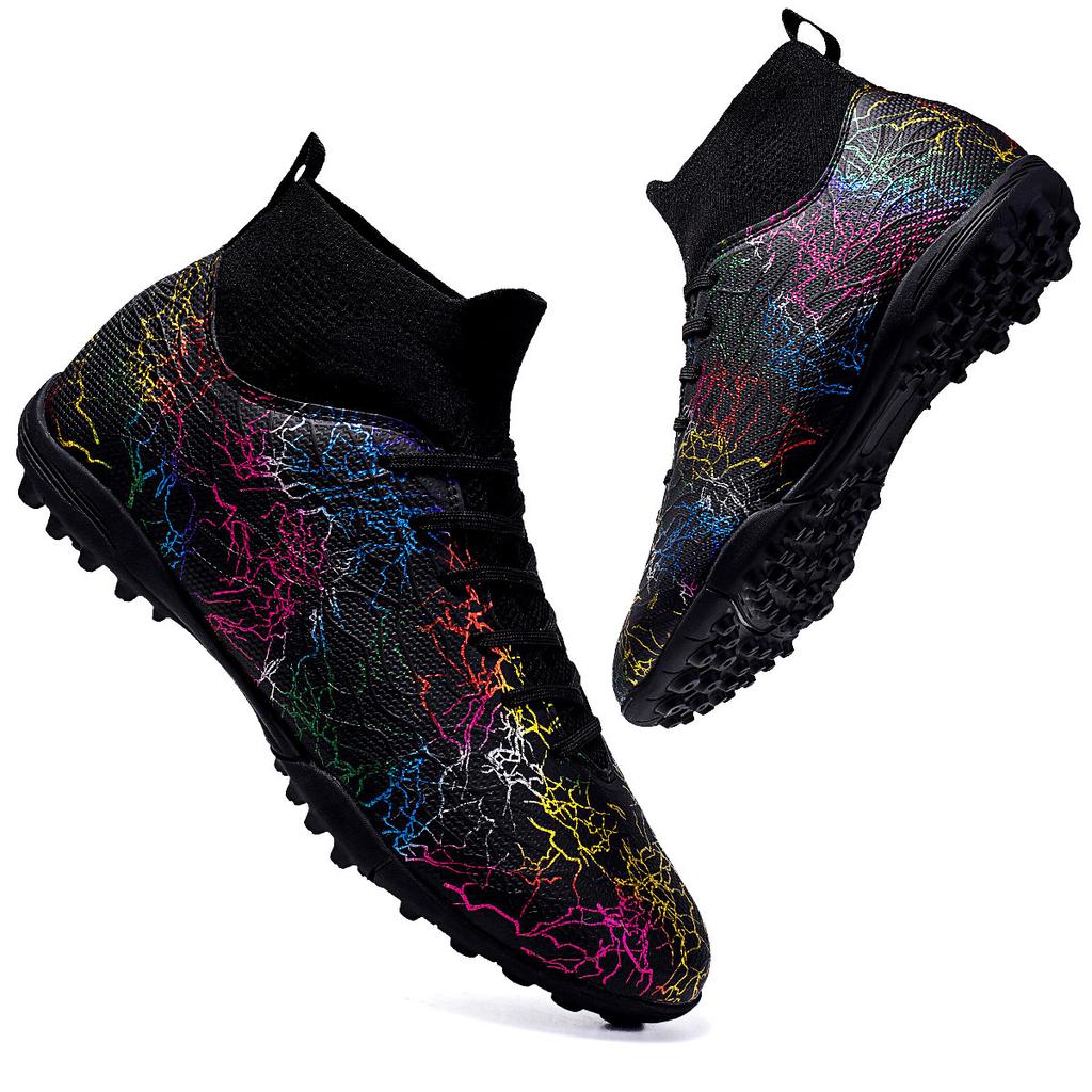 Scarpe da Calcio Professionali High-Top da Uomo, Tf, Chiodi Spezzati (Riferimento alle Tacchette), Unghie Corte (Riferimento ai Borchie), Allenamento su Erba Sintetica,