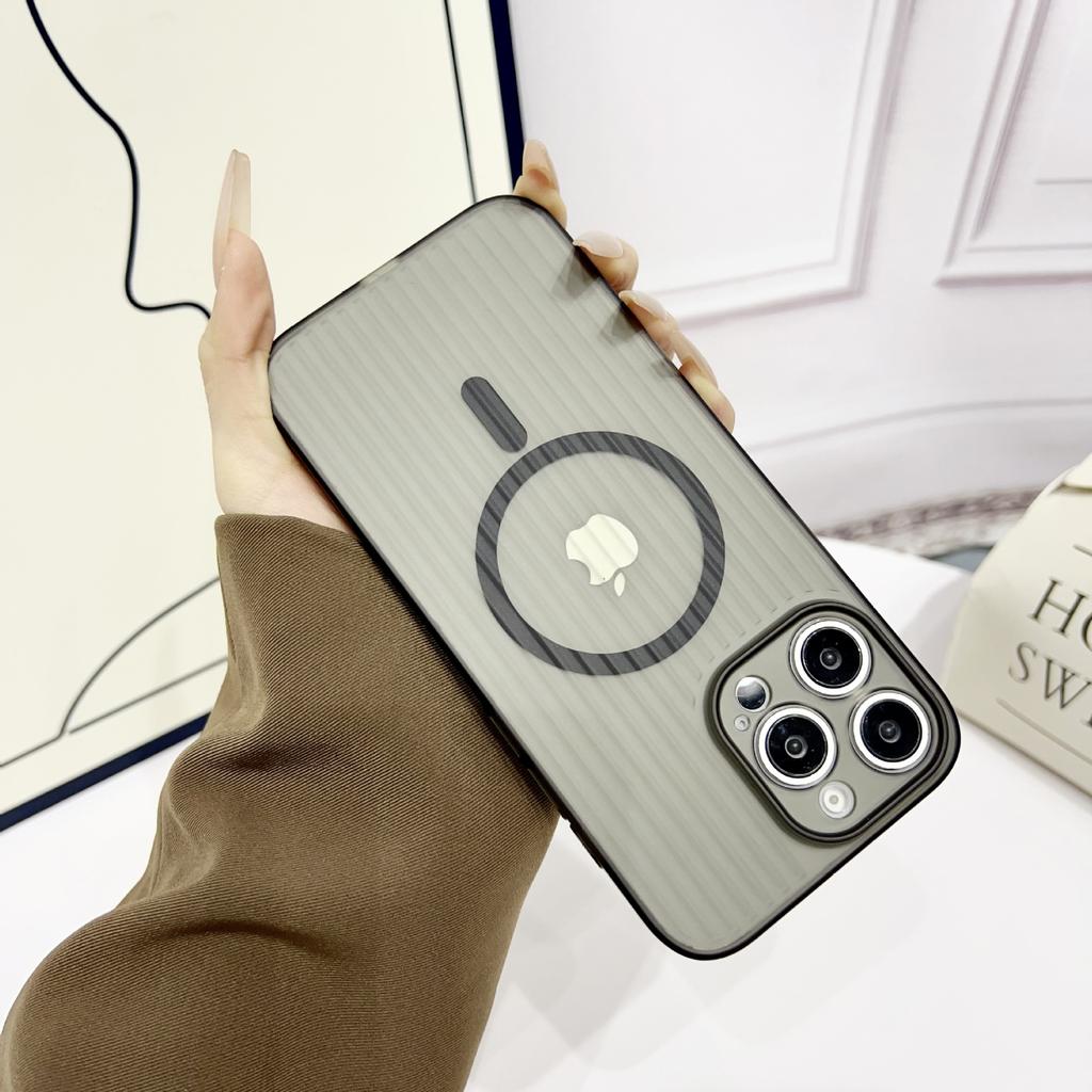 Suitcase Suitable for Apple 16 Mobile Phone Case Corrugated Matte Magnetic Suction IPhone 15 Transparent Sperm Hole PC Protective Case 12