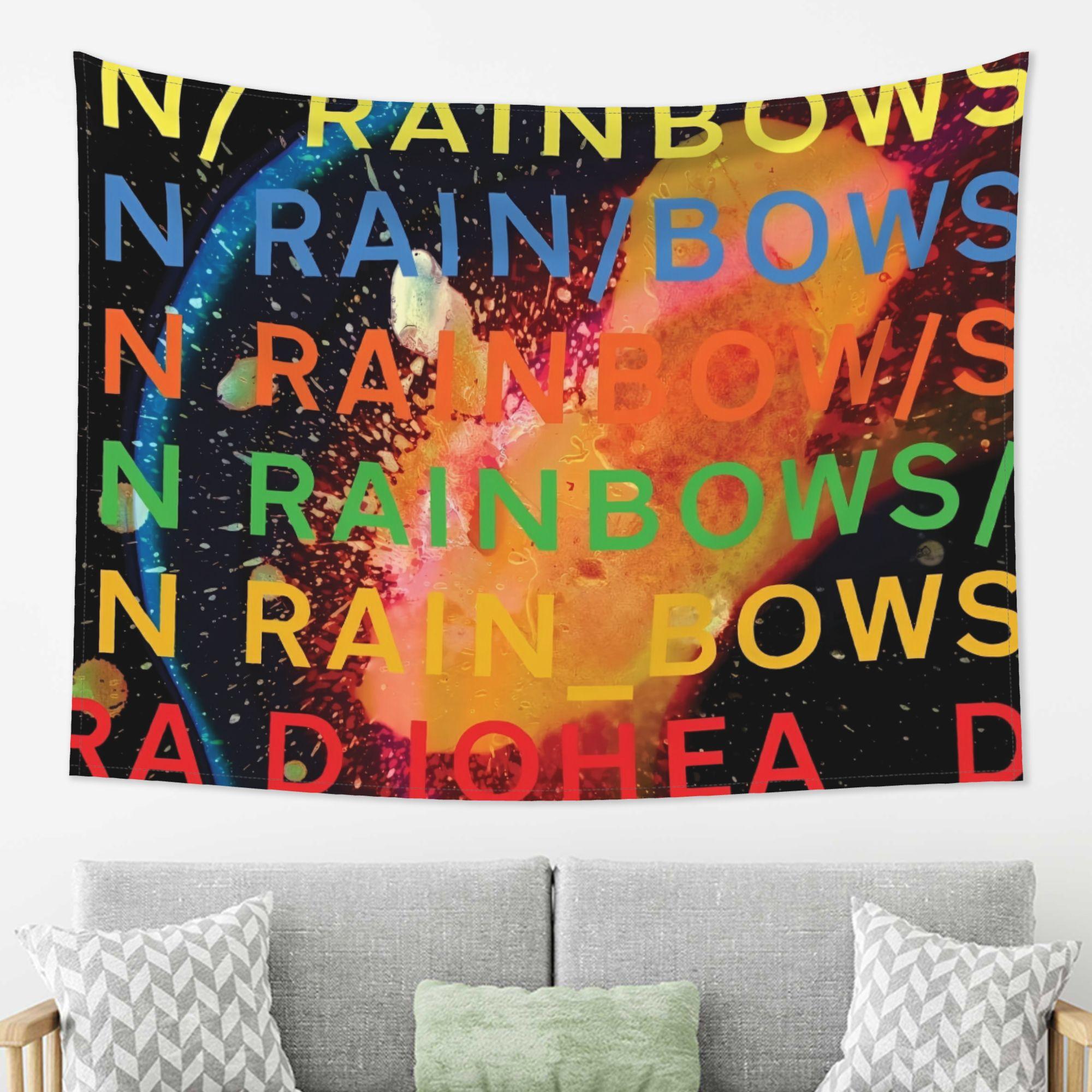 Jmg Household Supplies Unisex Peach Colorful And Abstract In Rainbows Tapestry Inspired By Radiohead, Perfect For Adding A Vibrant And Musical Touch To Any Room