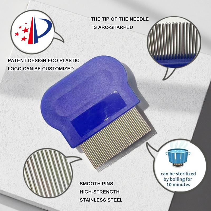Peigne à puces réutilisable en acier inoxydable Plastique Animaux de compagnie Humain Professionnel Design Classique Facile à nettoyer Peigne à poux Confortable Maison Retrait