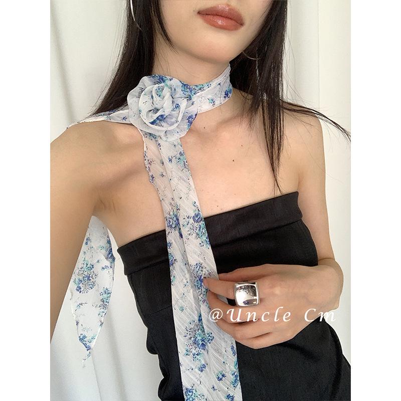 

Ретро шелковый шарф в корейском стиле: Клетчатый и розовый цветочный, в горошек и леопардовый принт аксессуар для волос