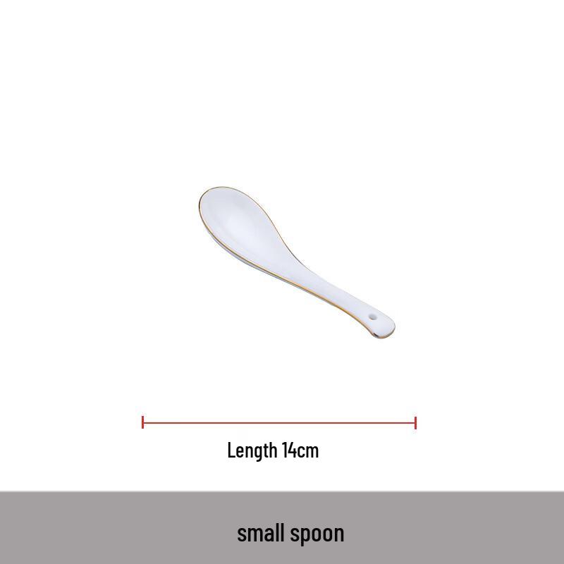 European Style Gold Inlaid Jade Bone China Small Spoon Set