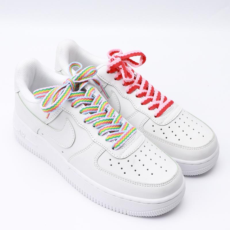 1Pair Sneakers for Shoelaces Original AF1AJ Colorblock Classic Shoe lace Flat Cotton Polyester Shoelace Fashion Sport Shoestring
