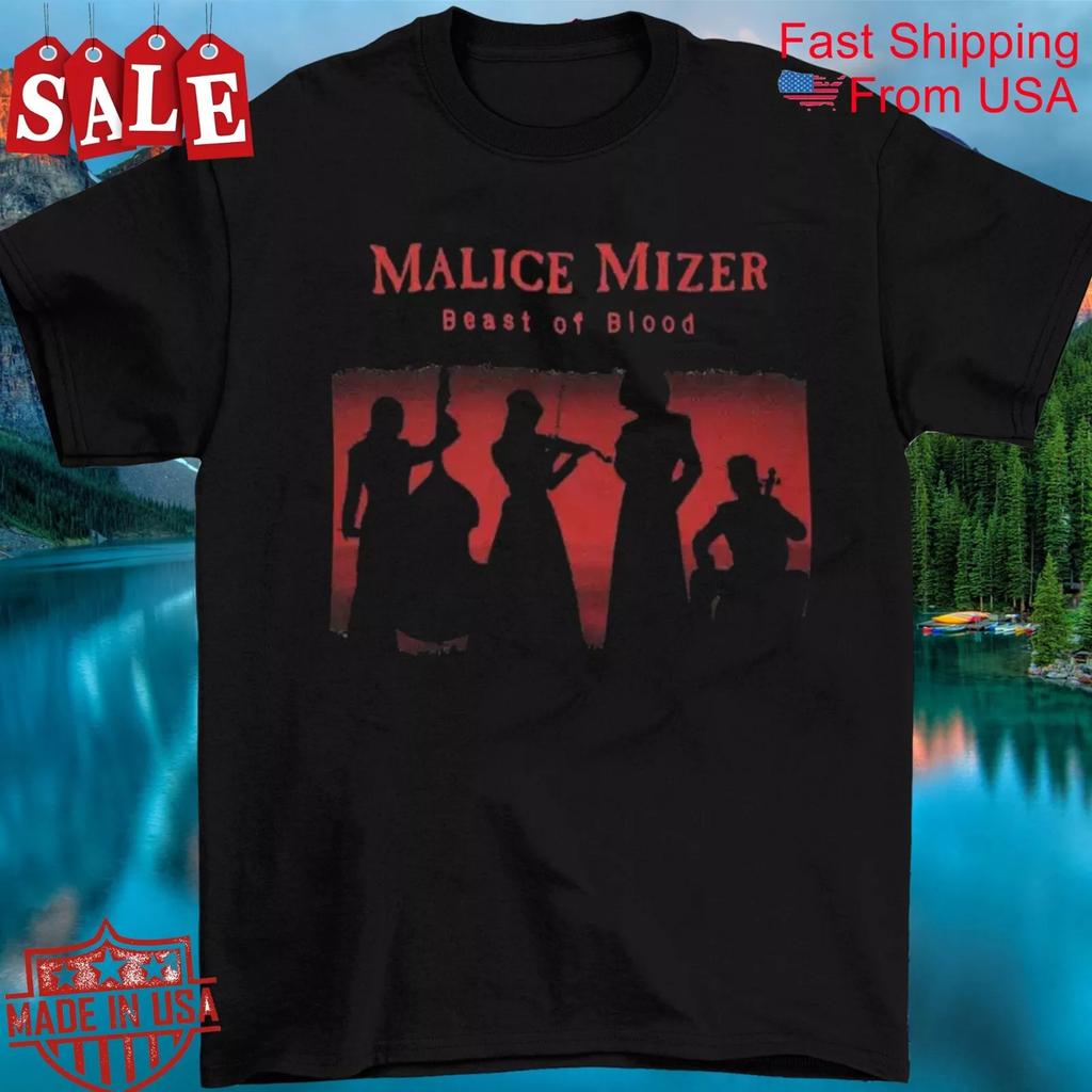 Malice Mizer beast of blood Zwart Katoen Unisex T-shirt Volledige Maat S-5XL