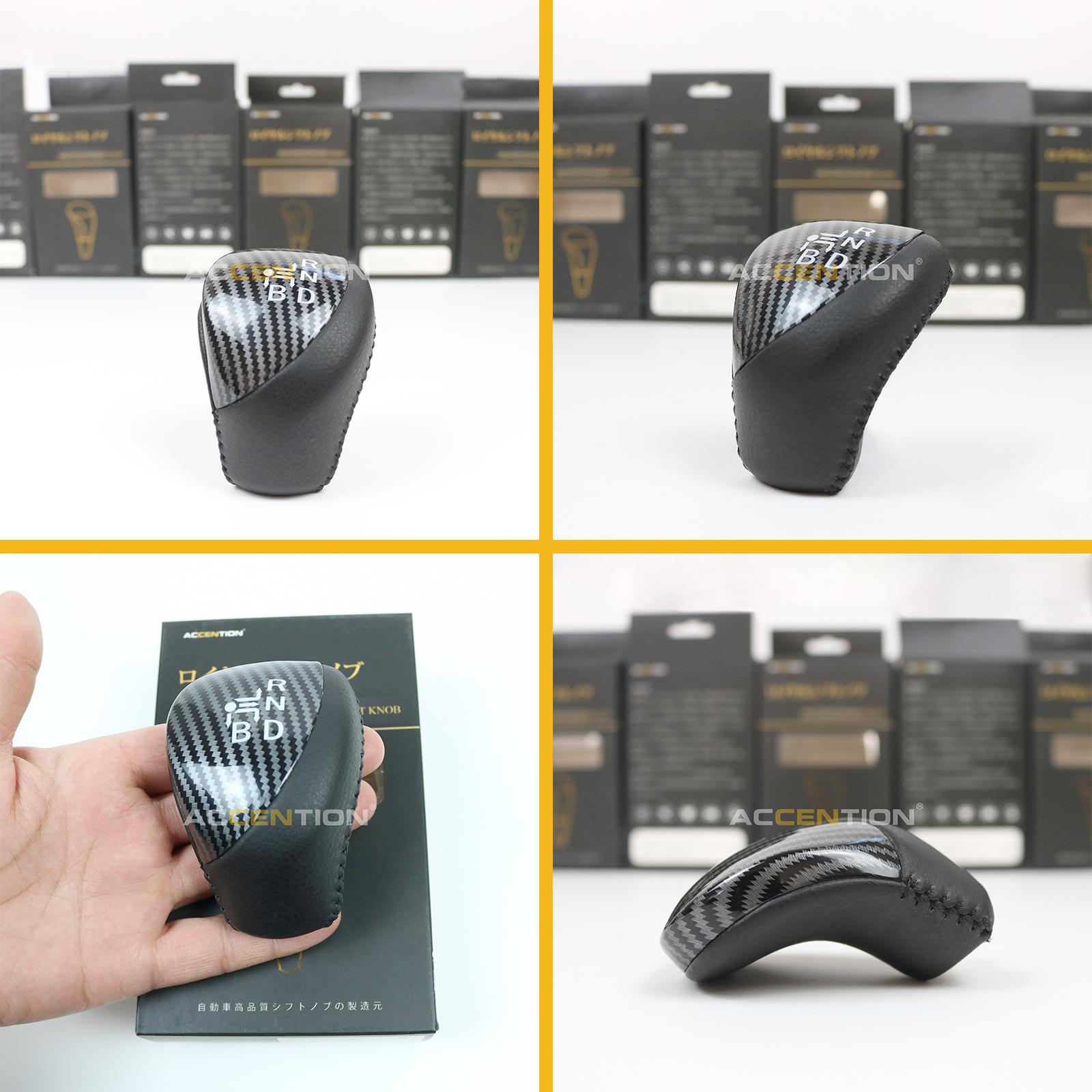 RHD Piano Black Leather Punched Gear Shift Knob for Toyota Prius Plug-in Hybrid 2010-2015 02