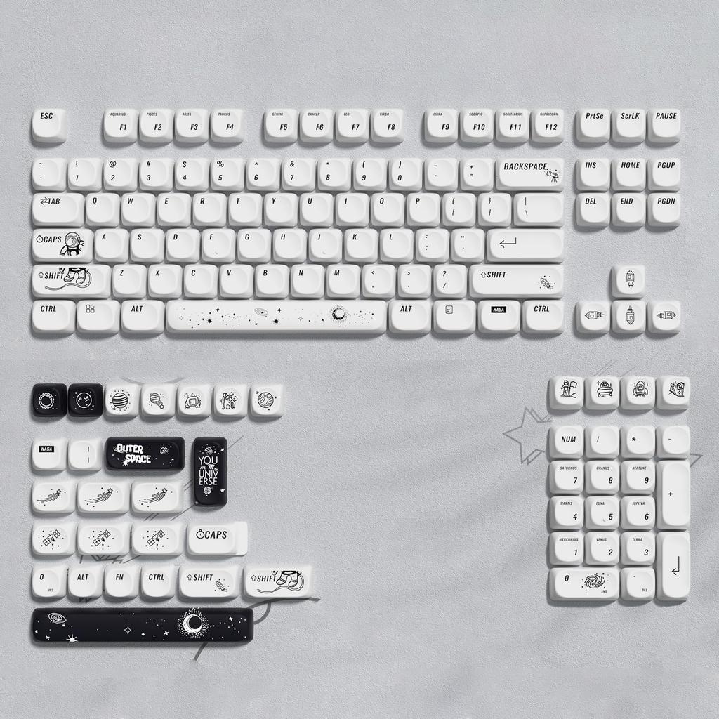 130 Keys Blue Dream Five Sided Dye Sublimation Keycaps MOA Profile PBT Keycaps for Cherry MX Switch Mechanical Gaming Keyboard