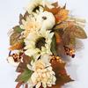 M-Modern-Artificial Pumpkins Wreaths White Pumpkin Maple Leaf With Leaves Flower Fall Door Garland Thanksgiving Theme